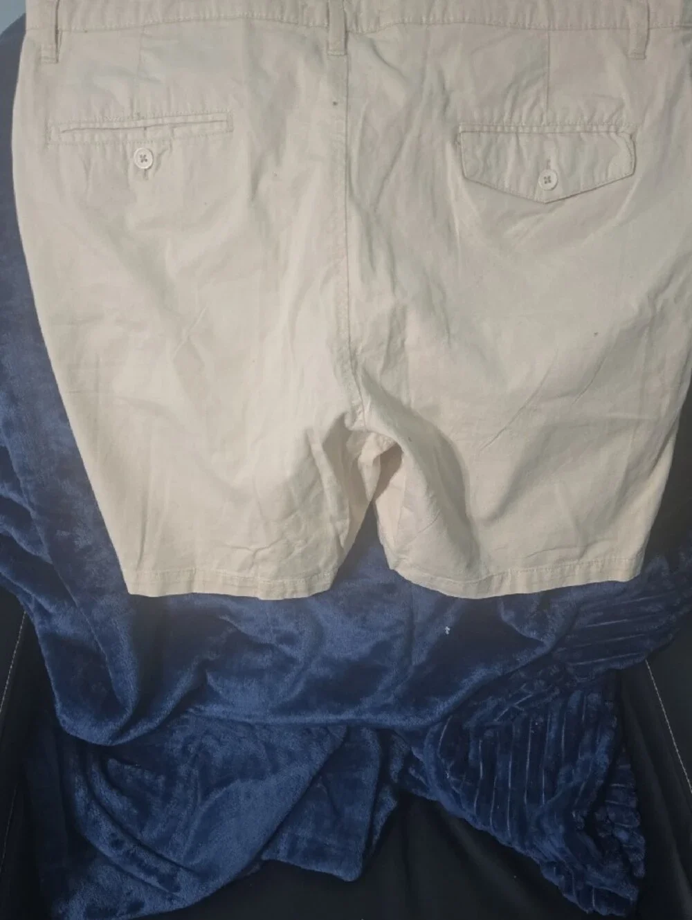 Men's Flat Front Cotton Shorts in Off-White